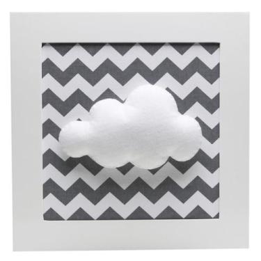 Imagem de Quadro Decorativo Nuvem Chevron Cinza Quarto Bebê Infantil Menina Meni