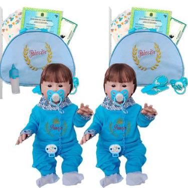 Imagem de 2 Bebes Reborn Gemeos Meninos Bolsa Acessórios - Mamãe Reborn