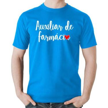 Imagem de Camiseta Algodão Auxiliar de Farmácia por Amor - Foca na Moda, Azul, G