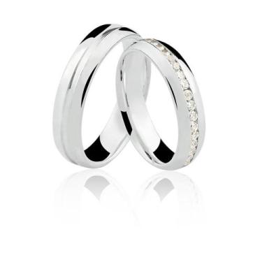 Imagem de Aliança de Prata 925 Anatomica com Pedra AL59 - Natália Jóias, Prata