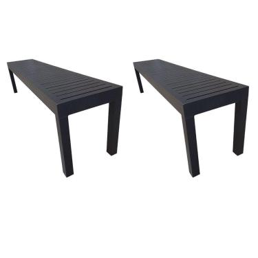 Imagem de Kit 2 Bancos Ripados Em Alumínio 1.20m Preto
