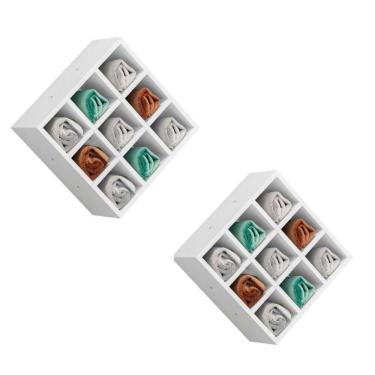 Imagem de Kit 2 Suporte Porta Toalha Alice 9 Nichos Toalheiro Multiuso branco