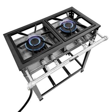 Imagem de Fogão Industrial 2 Boca Qm Duplo Baixa Pressão Grelha 30x30 - LUDINOX
