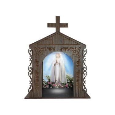 Imagem de Capela Oratório Arabesco com Imagem e Led Nossa Senhora de Fatima 25x1