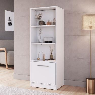 Imagem de Estante para Livros Lock 1 Porta com Compartimento Oculto Branco - Art In Móveis