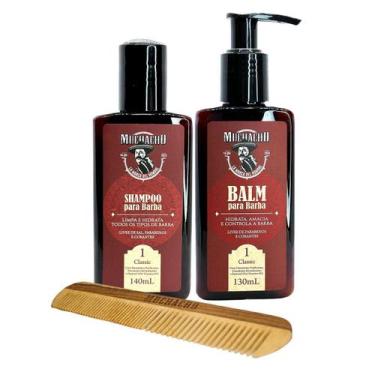 Imagem de Kit Shampoo para Barba + Balm para Barba + Pente Duplos Dentes - Mucha