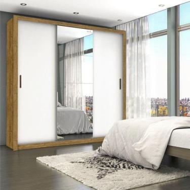 Imagem de Guarda roupa veneza plus gold (1 pt c/ espelho)-cinam/branco - CARIOCA