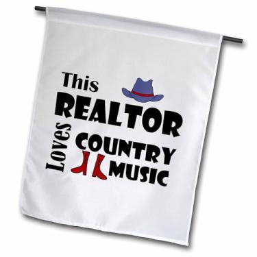 Imagem de 3dRose fl_308367_1 Bandeira, legal divertido, este corretor de imóveis ama música country com chapéu de cowboy e botas