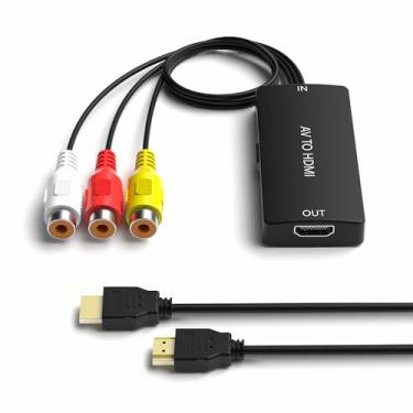 Imagem de Dingsun Conversor RCA para HDMI, adaptador AV para HDMI compatível com 1080P/720P para reprodutores PS2/PS3/N64/Wii/VHS/VCR/DVD/Blue-Ray etc.