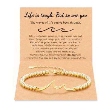 Imagem de Tarsus Presentes inspiradores para mulheres, Through The Waves of Life, Life is Tough but so are You, Pulseira de incentivo para ficar bem e sentir melhor, presentes espirituais, presentes atenciosos