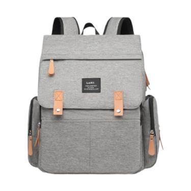 Imagem de Luwecf Saco de fraldas mochila saco de fraldas mochila de enfermagem ombro mamãe mochila para tecidos de roupas, Cinza