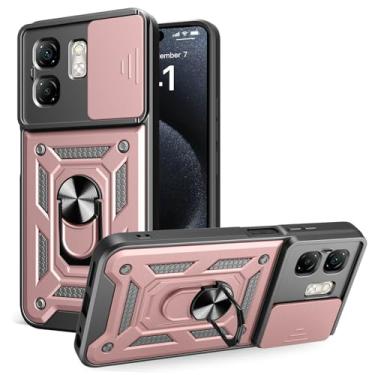 Imagem de Kukoufey Capa Rosa Compatível com Infinix Smart 9 e Hot 50i, Capa Protetora com Tampa de Lente Câmera Deslizante e Suporte 360°