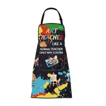 Imagem de FUSTMW Avental de professor de arte com bolsos - Presentes de apreciação de professores de arte para artistas, Professor de arte, Tamanho Único