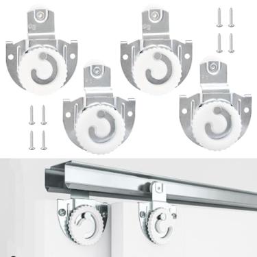 Imagem de 4 peças de ferragens para porta deslizante, kit de substituição de rolos de porta de armário deslizante com parafusos, permite que o armário deslize suavemente e silenciosamente (#1, #2)