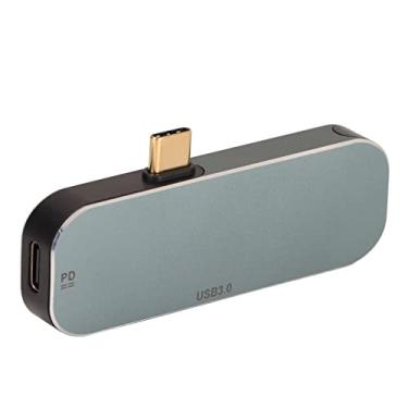 Imagem de Hub Tipo C Com Porta de Carregamento PD - Funcionalidade Hot Plug de 5 pol. - Alumínio Prateado e USB C Multiport A para Colo e tablets.