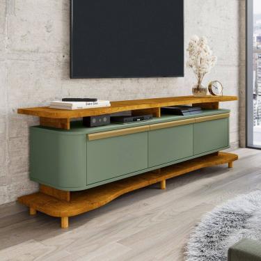 Imagem de Rack para TV Até 75 Polegadas Guarapari 3 Portas Naturallle/Pistache - Móveis Bechara