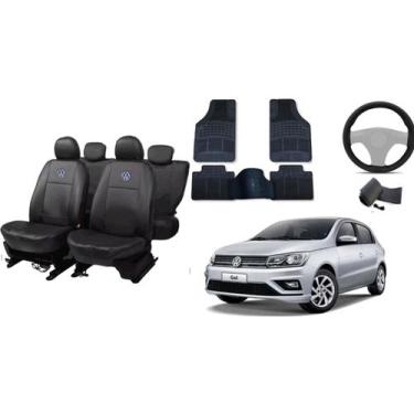 Imagem de Kit Elegante: Capa de Couro Gol 12-22, Tapete Personalizado e Volante 