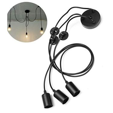 Imagem de Luminária pendente de 3 cabeças de iluminação vintage Edison cabeças triplas ajustável DIY lâmpada de aranha E27 Edison lâmpada lustre pendurado lustre moderno chique pingente iluminação para sala de jantar bar