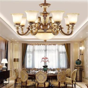 Imagem de Europeu Luxo Sala de Estar Lâmpada Pendente Americano Retro Restaurante Quarto Villa Hotel Roupa Salão de Beleza Café Lustre (L B 8 luzes)