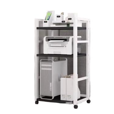 Imagem de LICONG-2020 Suporte de impressora simples prateleiras de escritório do chão ao teto rack de colocação móvel para computador prateleira de impressora prateleiras contra a parede suporte moderno para