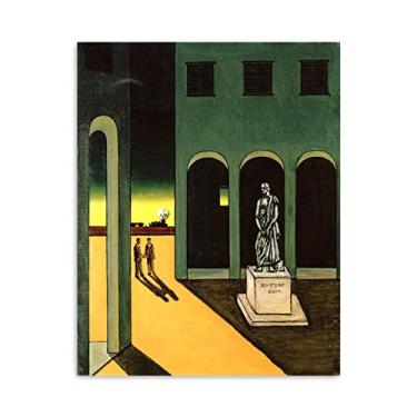 Imagem de JZSDGB Giorgio de Chirico artista famoso tela arte de parede - reproduções de pinturas pôsteres 'Piazza d'Italia' imagens de arte para decorações de escritório 90 x 115 cm (35 x 45 pol) sem moldura