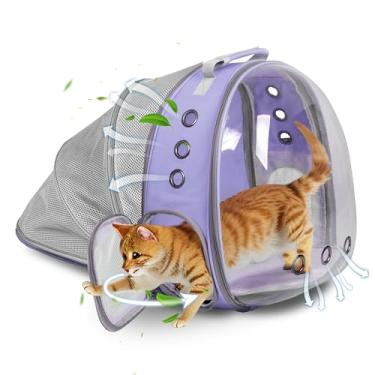 Imagem de TOYSINTHEBOX Mochila Para Animais De Estimação, Expansível, Dobrável, Respirável, Para Gatos, Cachorro, Mochila Para Caminhadas, Viagens, Camping, Até 20 Libras (Roxa)