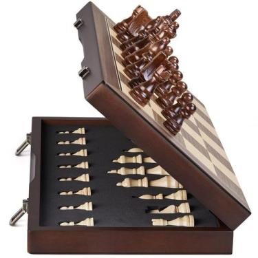 Imagem de Conjunto de xadrez AMEROUS Magnetic Wooden 15" para adultos e crianças