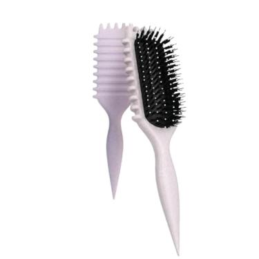 Imagem de Escova de estilo para cabelos cacheados e cacheados para pentear e modelar cachos masculinos e femininos, ferramentas para reduzir puxões (bege)