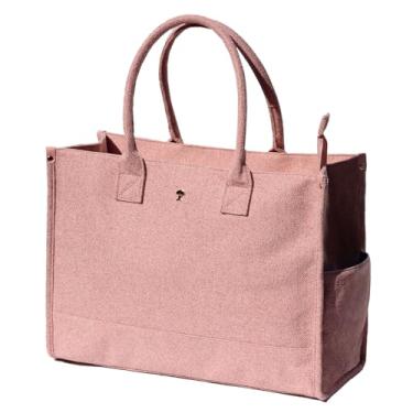 Imagem de ESVAN Sacola de lona personalizada para presentes de linho, bolsas de mão com fecho de zíper inicial, bolsa utilitária retrô, rosa