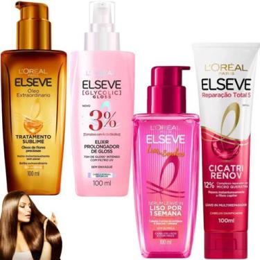 Imagem de Kit Elseve Sérum Leave In Cicatri Renov Novo Liso dos Sonhos Elixir Gl