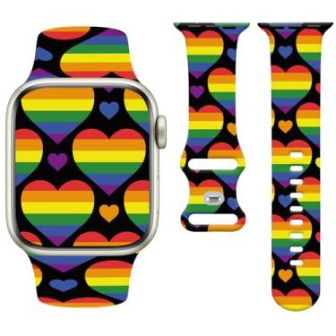 Imagem de Watbro Pulseira de relógio de férias compatível com Apple Watch de 38 mm, 40 mm, 41 mm, 42 mm, 44 mm, 45 mm e 49 mm, feminina e masculina, design de pulseira esportiva fofa de silicone macio para