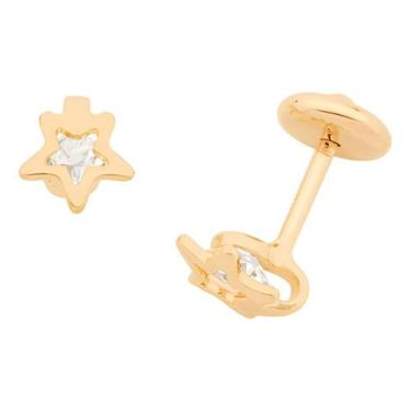 Imagem de Brinco Infantil Solitário Estrela Cristal Rommanel 524092, Branco, uni