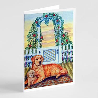 Imagem de Caroline's Treasures 7148GCA7P Golden Retriever e Puppy at The Fence Cartões comemorativos e envelopes, pacote com 8, 7 x 5, multicolorido