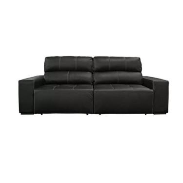 Imagem de Sofá Retrátil e Reclinável de Couro Atami 2,50 m Preto Pigmentado - Me