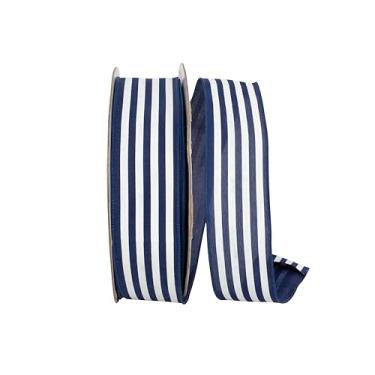 Imagem de Reliant Ribbon Fita de borda com fio de linho listrado, azul marinho/branco