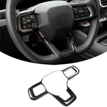 Imagem de Jogon Moldura de acabamento de volante de fibra de carbono seco para Ford Mustang S650 GT Dark Horse EcoBoost 2024 2025, moldagem interna, capa de acabamento da moldura do painel do volante