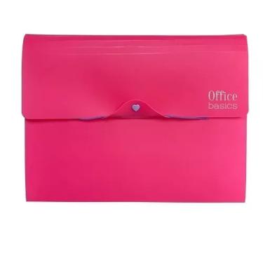 Imagem de Pasta Sanfonada A4 em Polipropileno com Botão Coração Sortida – Office Basics, 125 folhas