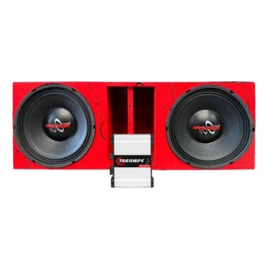 Imagem de Caixa duto régua vermelha 2 alto falante hard power hp 750 módulo taramps HD 2000
