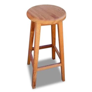 Imagem de Banqueta Redonda Alta Em Madeira De Lei Maciça