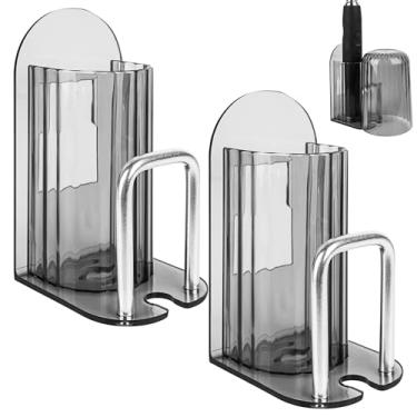 Imagem de Linkidea Suporte de escova de dentes elétrica de parede, cabide de escova de dentes elétrico de plástico com suporte para copos, organizador autoadesivo compatível com Oral-B série iO, Sonicare