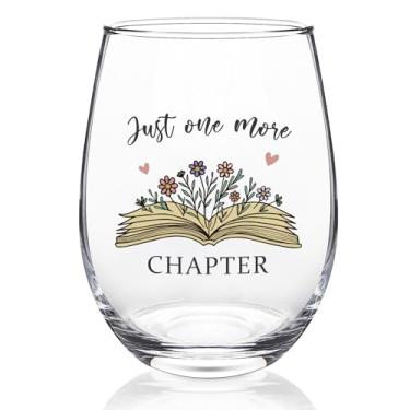 Imagem de Futtumy Just One More Chaper Copos de vinho 500 ml, presentes para amantes de livros, presentes de aniversário de dia das mães, presentes de Natal para amantes de livros, mulheres leitoras livres
