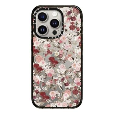 Imagem de CASETiFY Capa Impact para iPhone 15 Pro [Fina/2,5 m. Proteção contra quedas de grau militar 4X/Compatível com carregamento sem fio] - Vintage Flower Monday - Preto transparente
