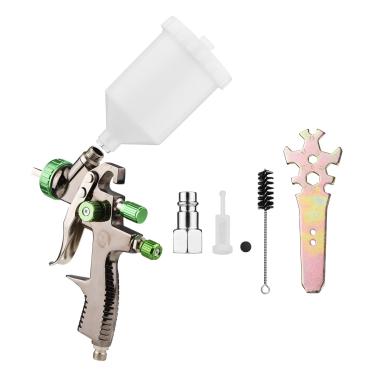 Imagem de Wemay LVLP 1.3mm Kit de pistola de pulverização de ar 600cc Fluid Cup Gravity Feed Air Paint Pulverizador Mini Handheld 360-degree Paint Spraying Gun para Reparo de Carro Móveis Pintura de Parede de