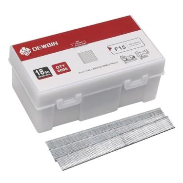 Imagem de DEWBIN Pregos Brad de calibre 18, 6000 unidades de 18 GA, pregos galvanizados para pistola de pregos, pregos de acabamento para pistola de pregos pneumática, elétrica