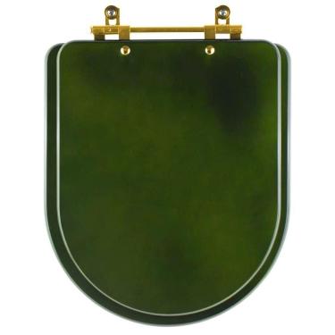 Imagem de Assento Sanitário Carrara Verde Degrade Para Vaso Deca Com Ferragem Dourada
