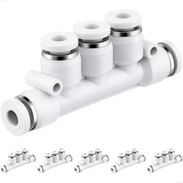 Imagem de VIILOCK Encaixes de tubo Push to Connect, 5 vias 4 mm OD Plastic Inline Manifold Union Air Line Fittings PK-4 (pacote com 6)