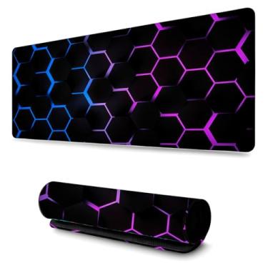 Imagem de Mouse Pad Gamer Profissional Confortavél Anti Derrapante Games e Escritório (65x32cm) Abstrato Azul e Rosa