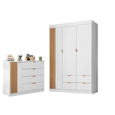Imagem de Guarda Roupa e Cômoda infantil MDF Ayla - Phoenix baby, Branco