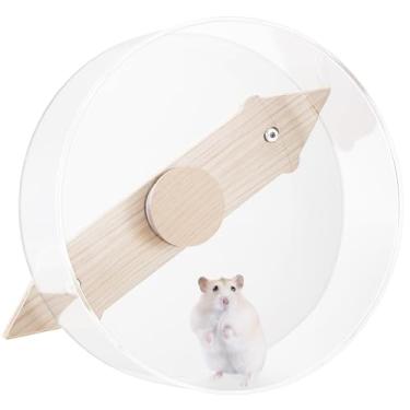 Imagem de Niteangel Roda de hamster suspensa silenciosa – roda de exercício de acrílico giratória silenciosa de rolamento duplo para hamsters, gerbos, ouriços, ratos, planadores de açúcar e outros animais de