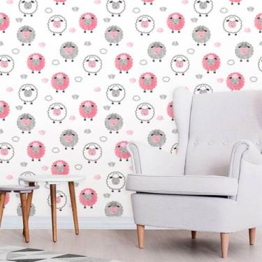 Imagem de Papel de Parede Autocolante Baby Ovelhas Cute 270 - Inove Papéis de Pa